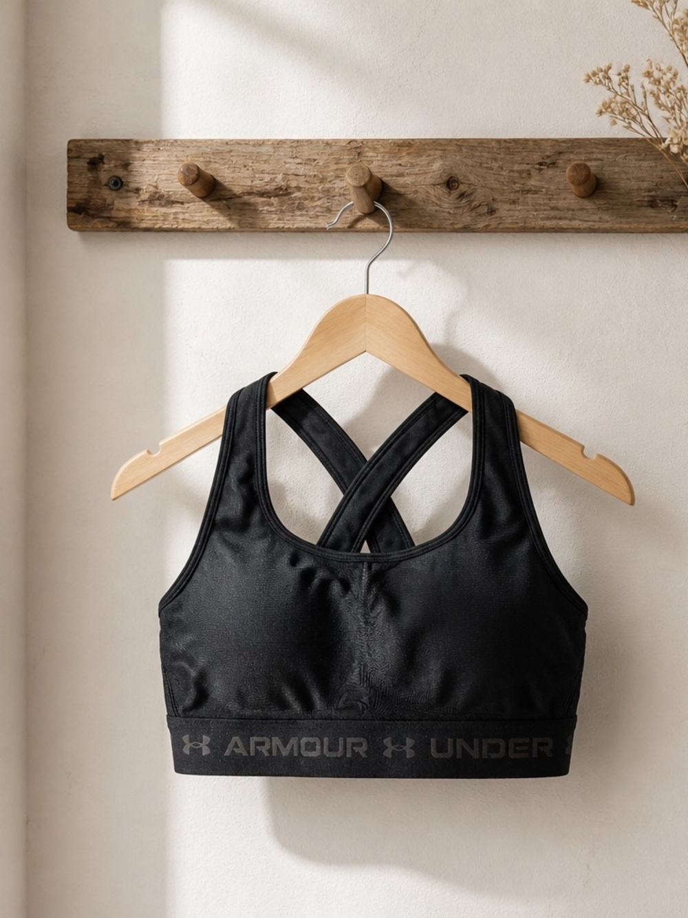 Under Armour Black Racerback Sports Bra with Branded Band - Picture 2 of 6